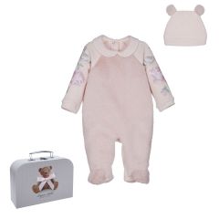 Set Caciula si Salopeta Decorata cu Blana Eco pentru Bebelusi Fete